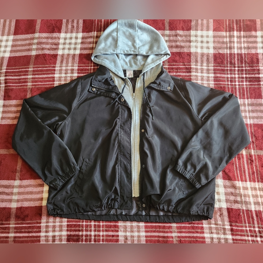 No Boundaries Black and Gray Hooded Jacket